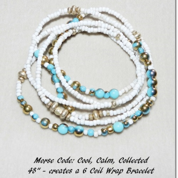 Handmade by Sabine Jewelry - "COOL, CALM, COLLECTED"  Teal Gold White Bracelet